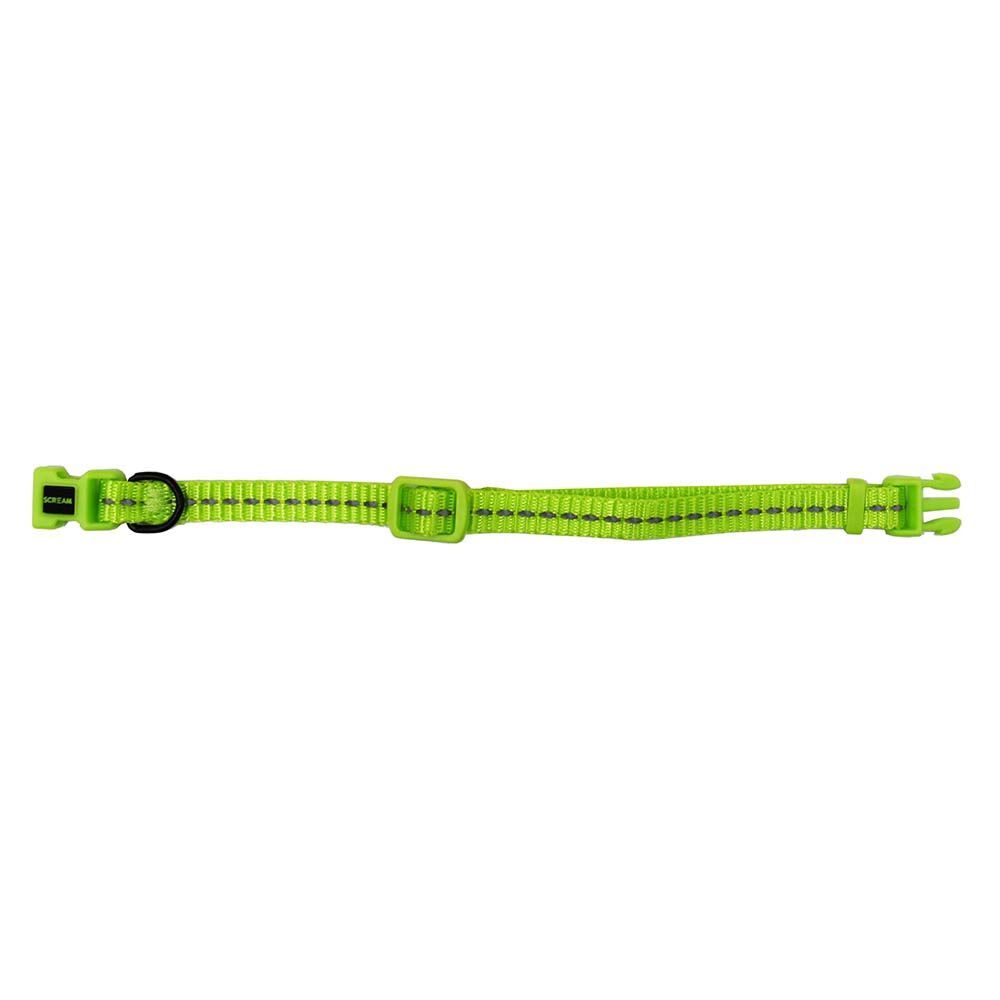 Scream Reflective Adjustable Puppy 19-31cm Collar Loud Green image