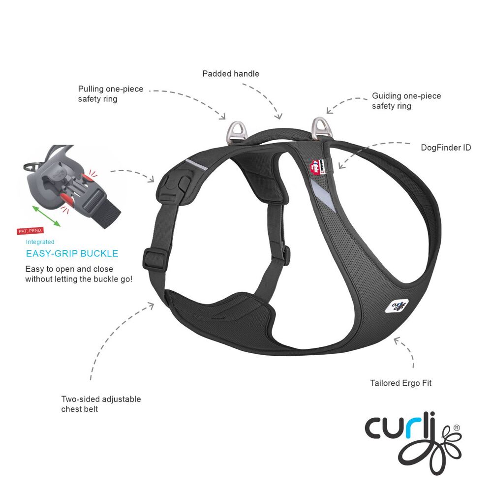 Curli Belka Air Mesh Dog Harness Black (XL) image