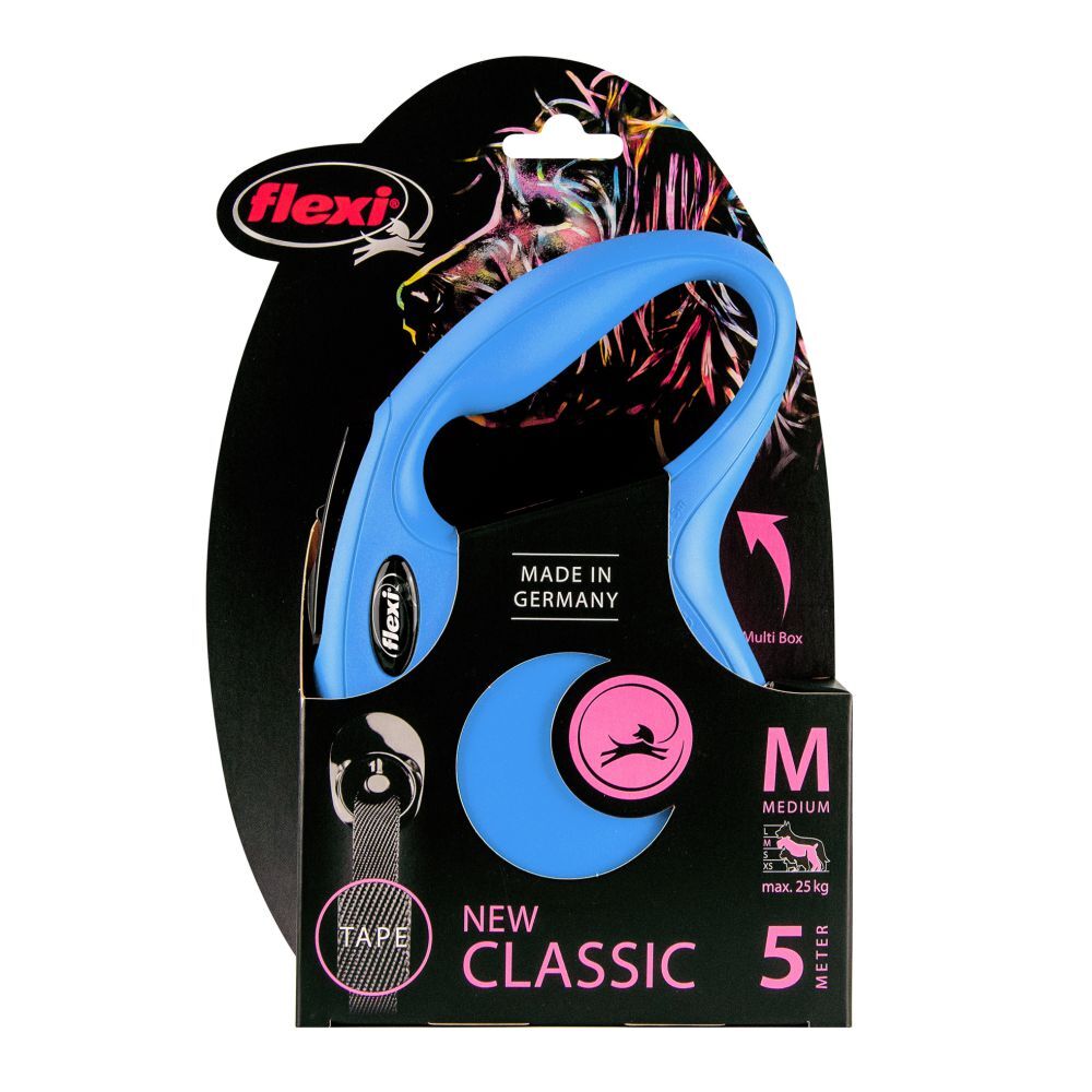 Flexi New Classic Retractable Tape Leash Blue (Medium, 5m) image