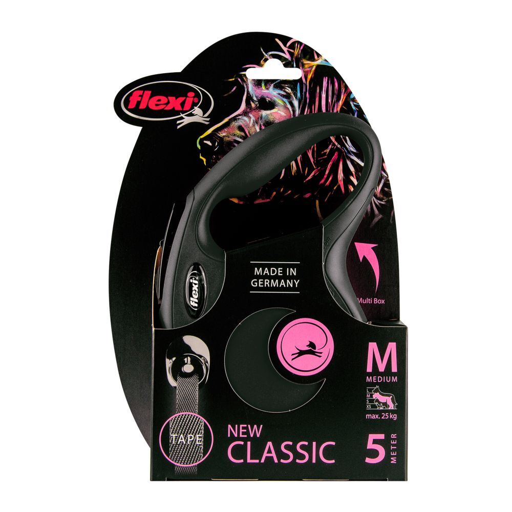 Flexi New Classic Retractable Tape Leash Black (Medium, 5m) image