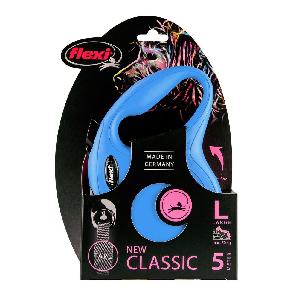 Flexi New Classic Retractable Tape Leash Blue (Large, 5m) image