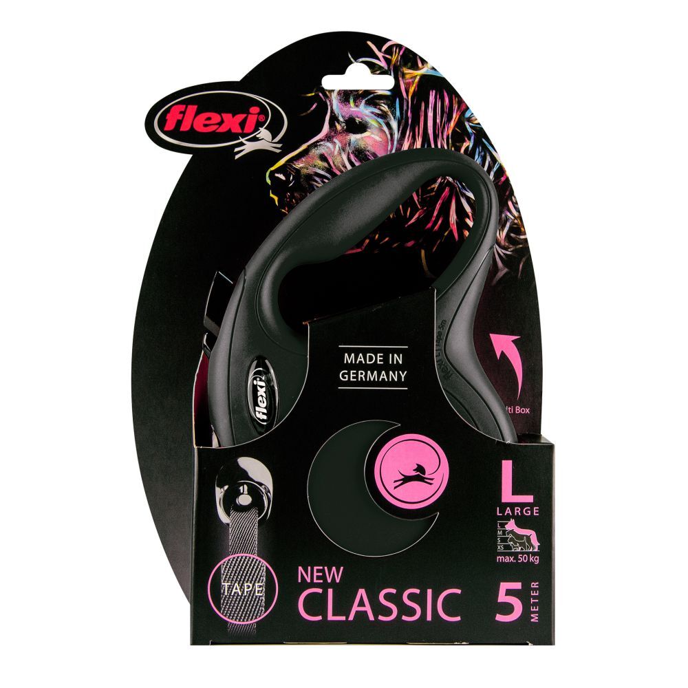 Flexi New Classic Retractable Tape Leash Black (Large, 5m) image