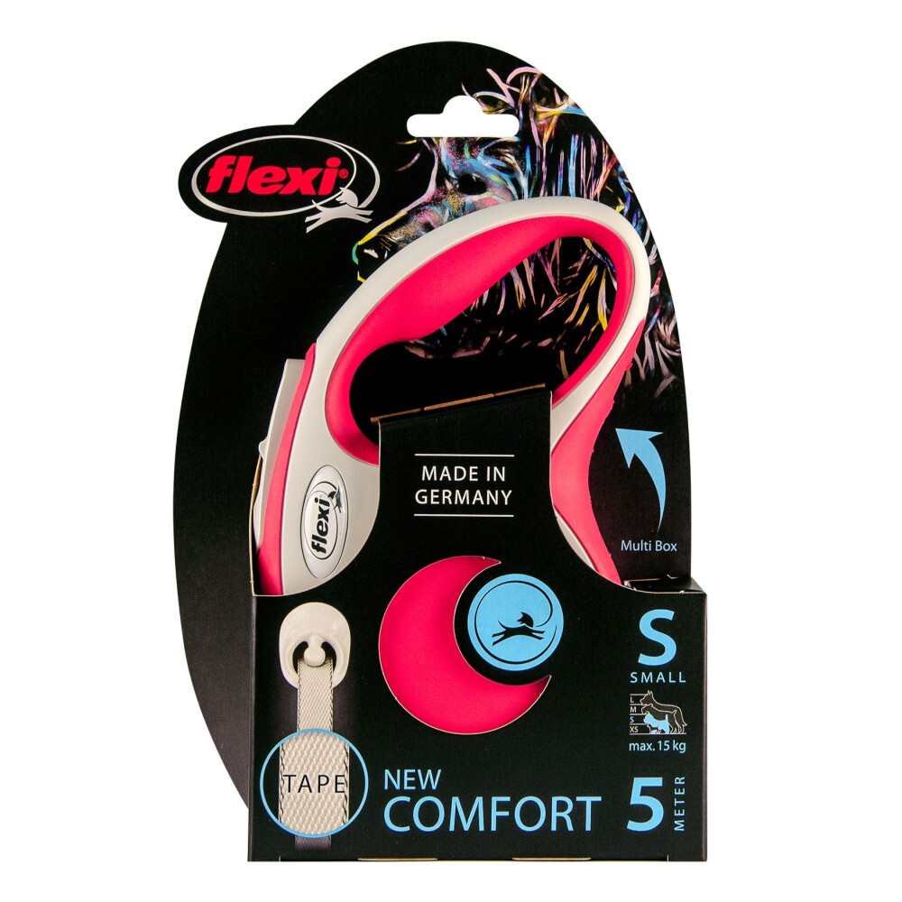 Flexi New Comfort Retractable Tape Leash 5m Red (Small) image