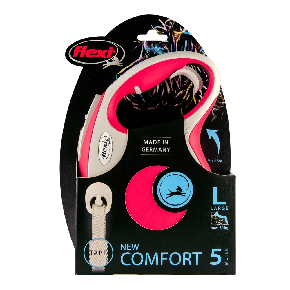 Flexi New Comfort Retractable Tape Leash 5m Red (Large) image