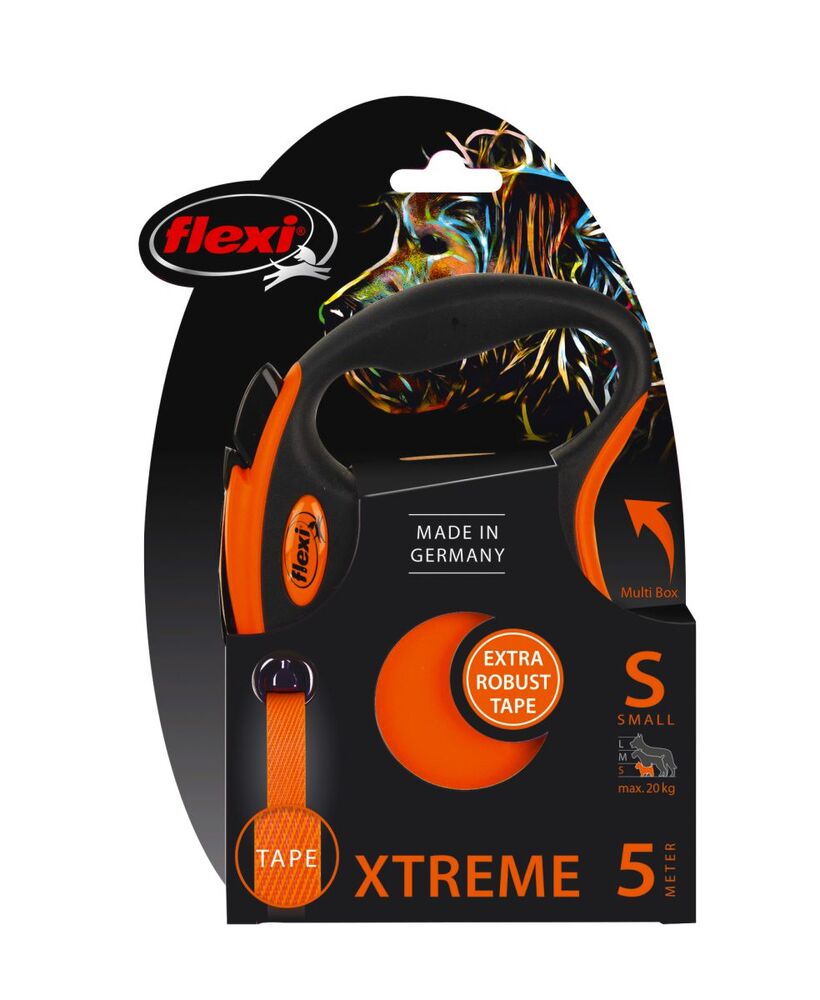 Flexi Xtreme Retractable Tape Leash Black-Orange (Small, 5m) image