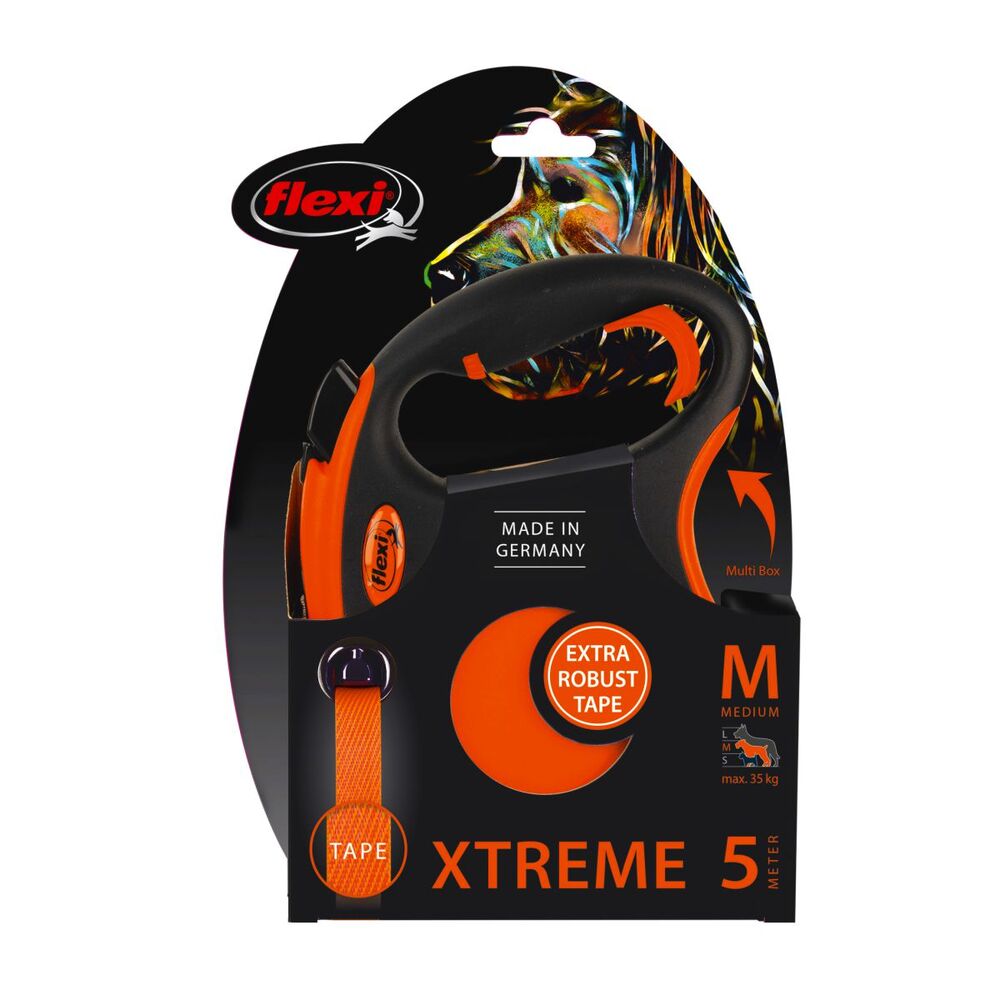 Flexi Xtreme Retractable Tape Leash Black-Orange (Medium, 5m) image