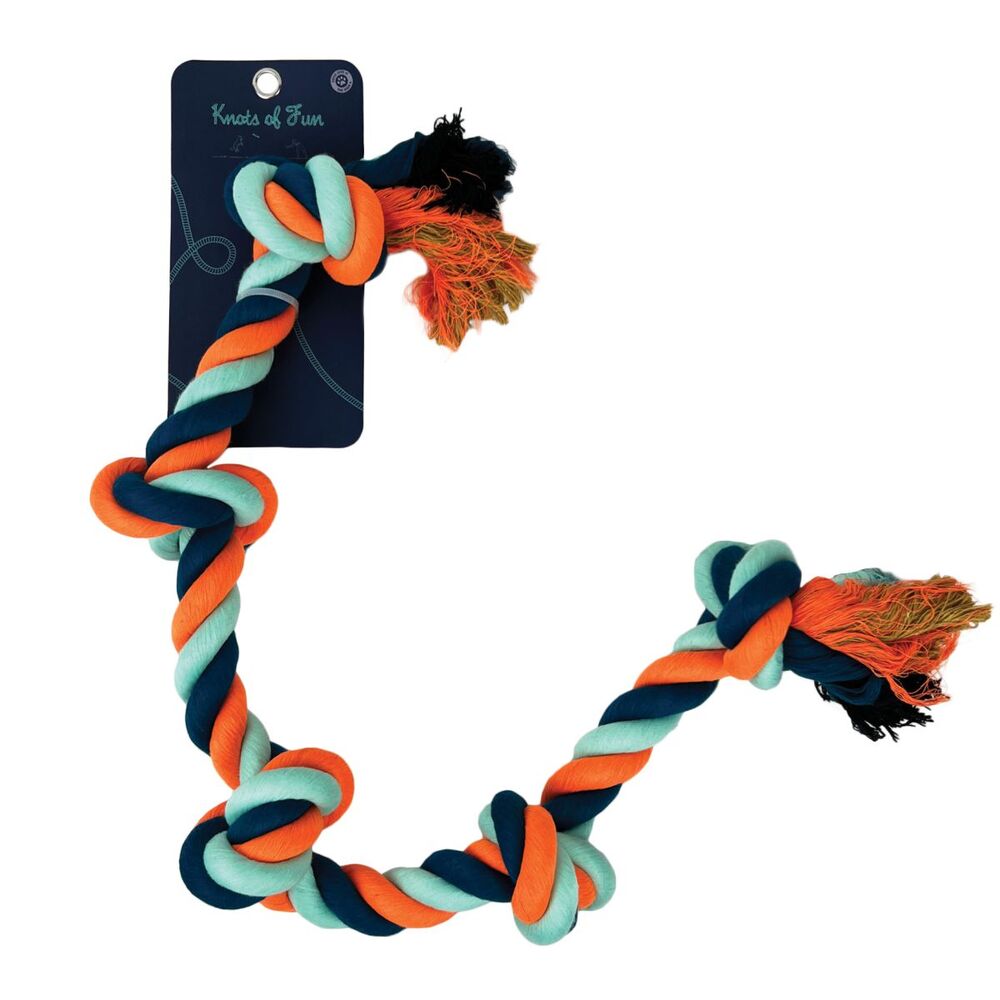 Knots of Fun Jumbo Rope Tug with 5 Knots 85cm Dog Rope Toy image