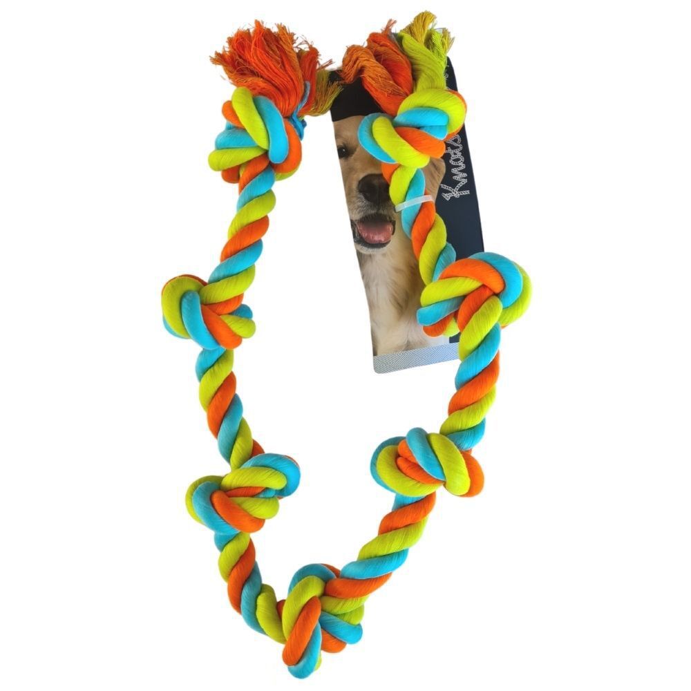 Knots of Fun Jumbo Rope Tug with 7 Knots 100cm Dog Rope Toy image