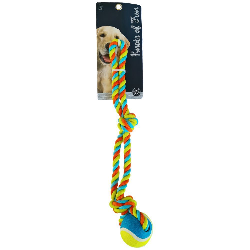 Knots of Fun Rope Tug with Tennis Ball 43cm Dog Rope Toy image