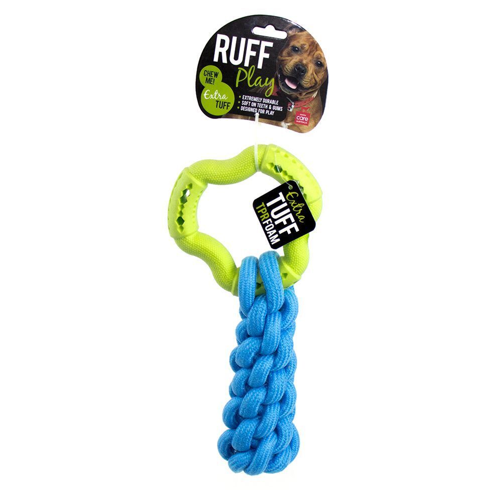 Ruff Play Foam Dental Ring with Rope Chew Dog Toy image