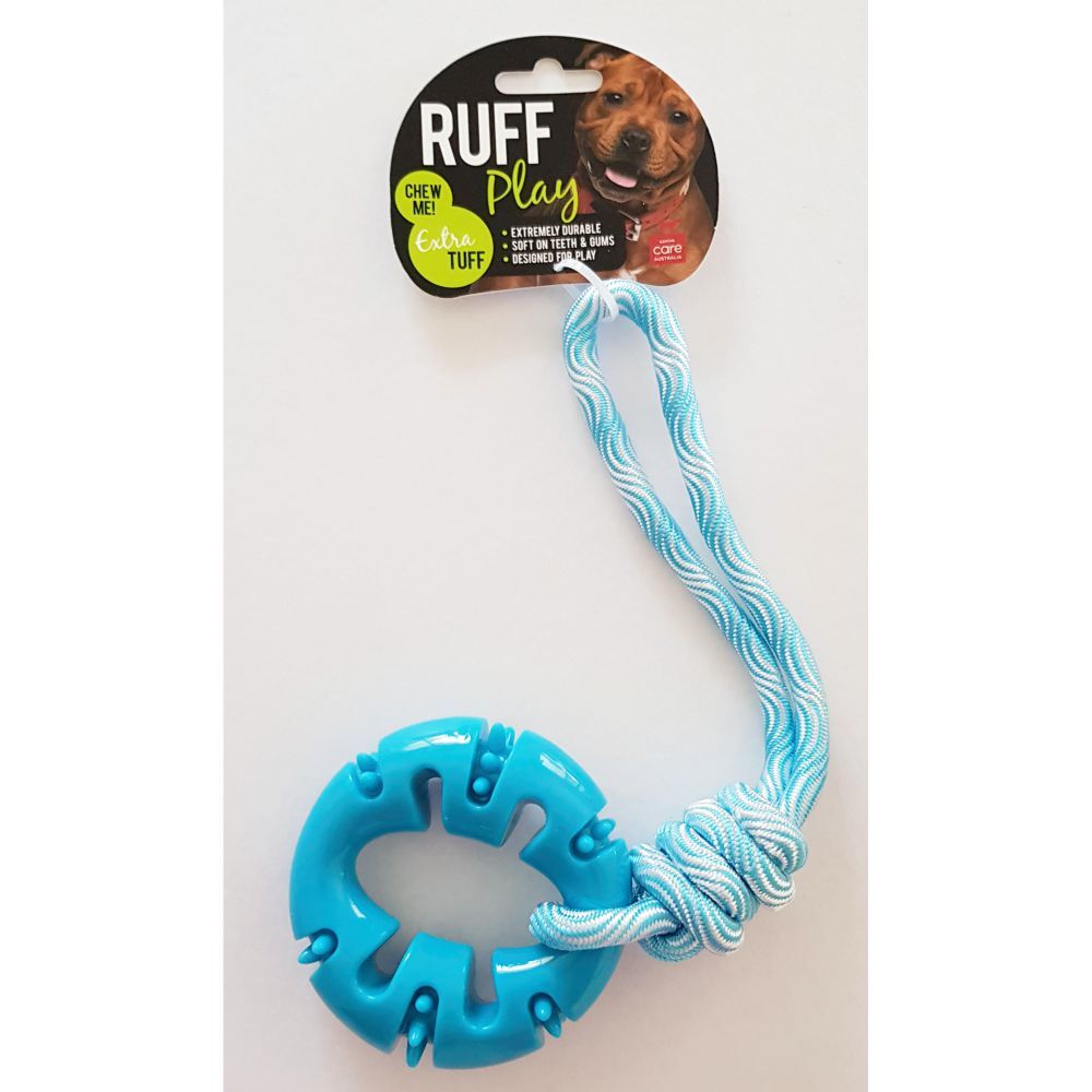 Ruff Play Dental Ring with Tug Rope Dog Toy image