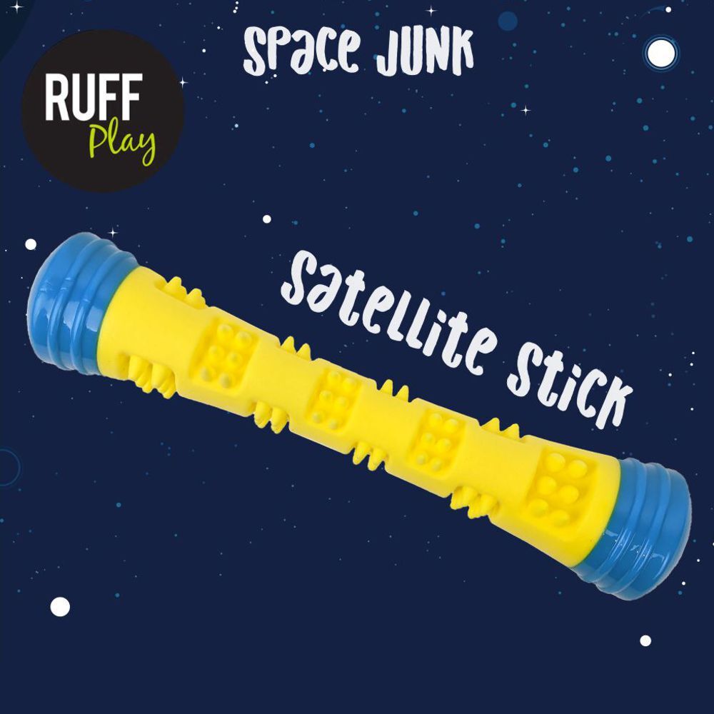 Ruff Play Space Junk Satellite Stick Squeaker Dog Toy image
