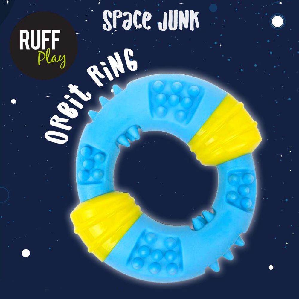 Ruff Play Space Junk Orbit Ring Squeaker Dog Toy image