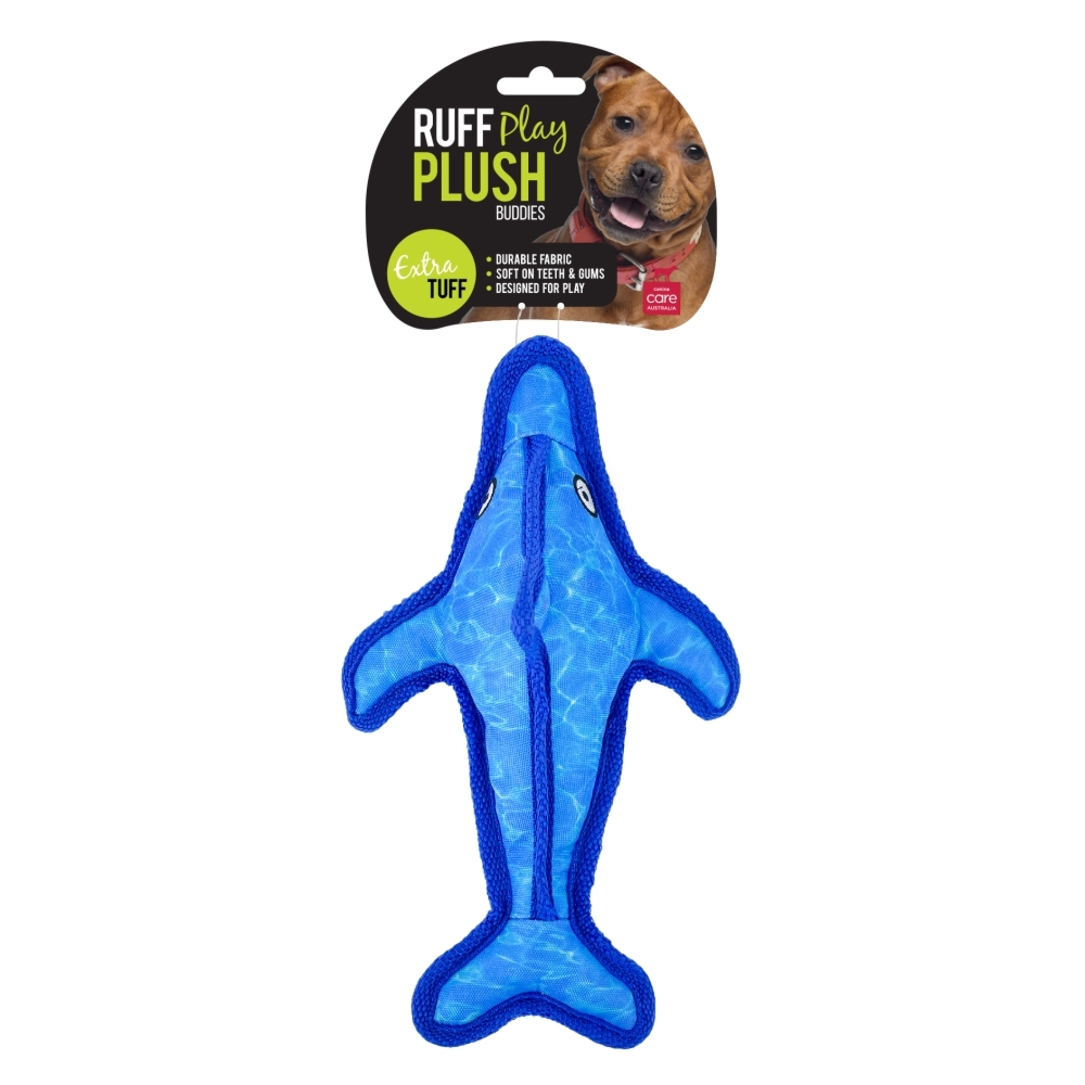 Ruff Play Buddies Blue Shark Dog Toy image