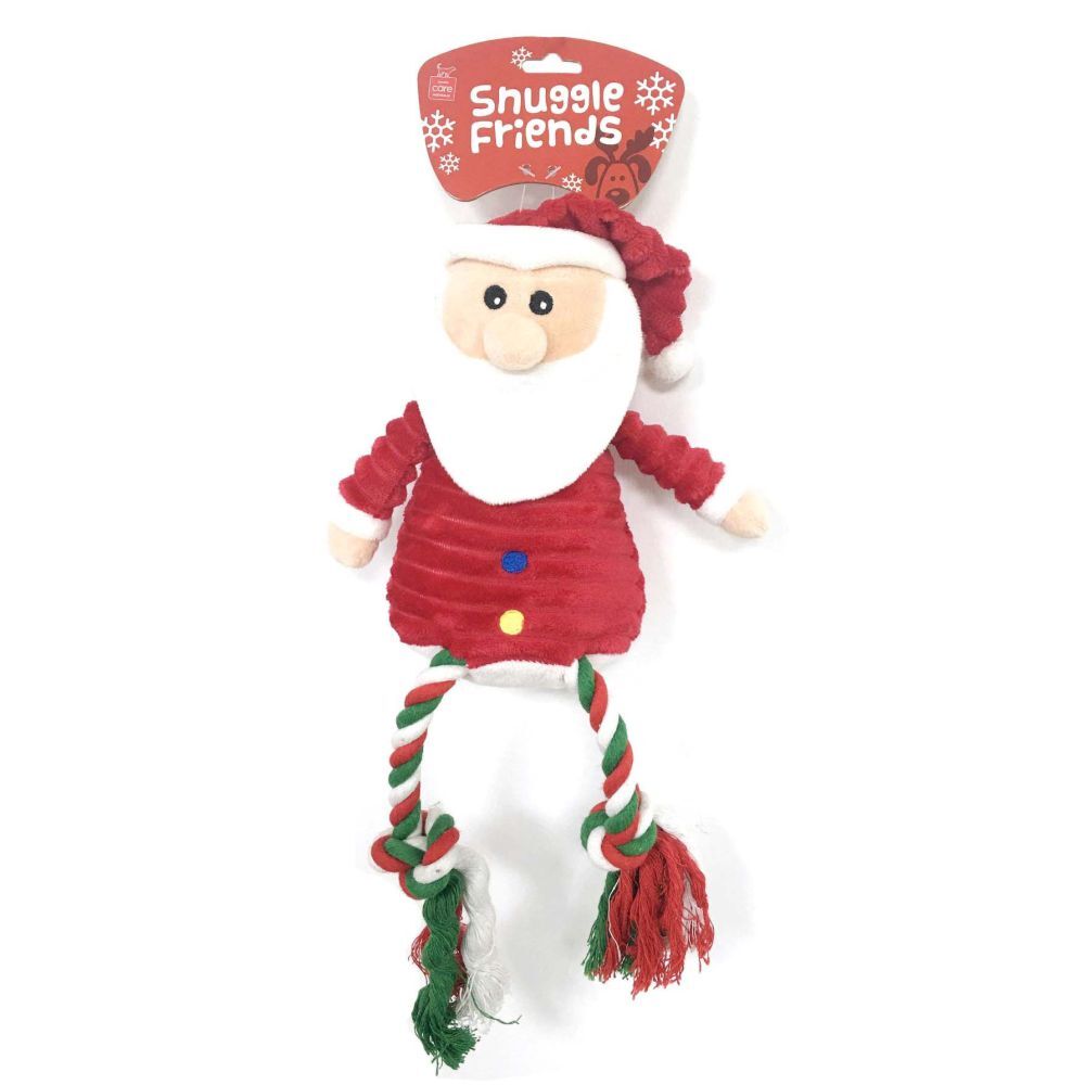 Snuggle Friends Christmas Plush Santa With Rope Legs Dog Toy image