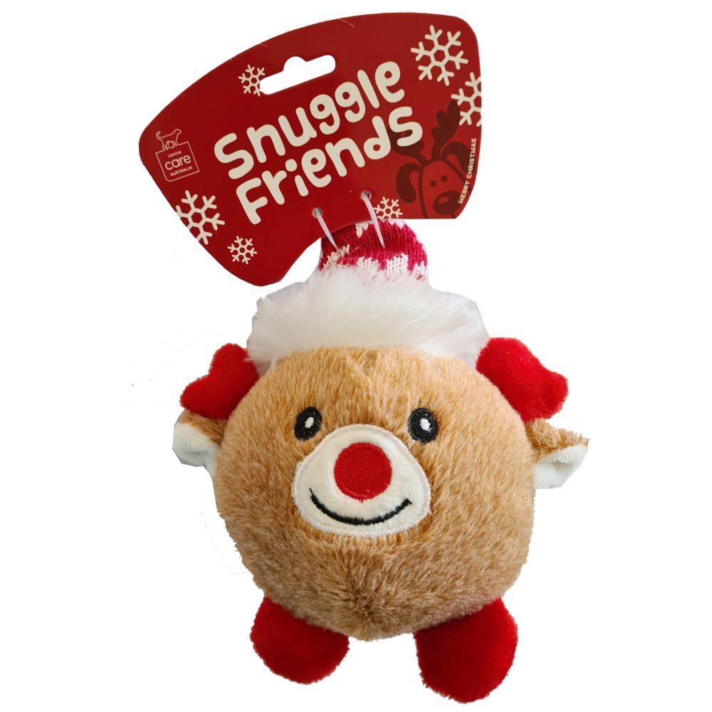 Snuggle Friends Christmas Deer Plush Squeaker Ball Dog Toy image