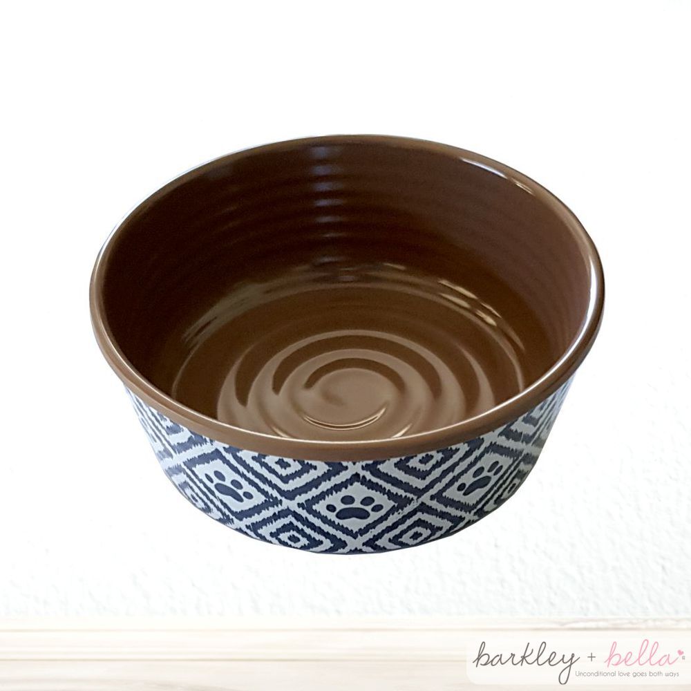 Barkley & Bella Melamine Bowl Paw Ikat Indigo Small 450ml image
