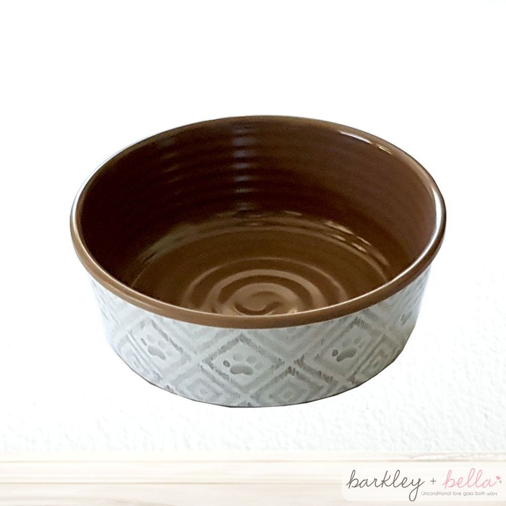Barkley & Bella Melamine Bowl Paw Ikat Natural Small 450ml image