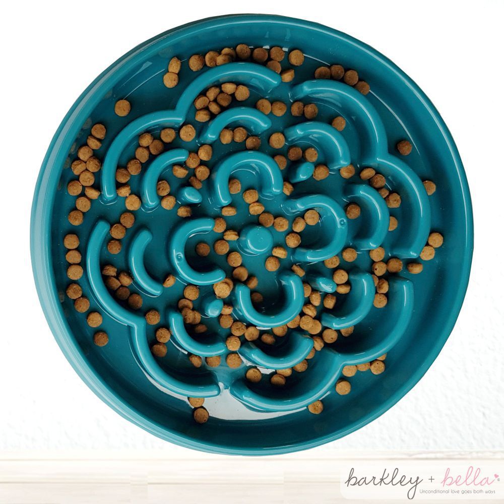 Barkley & Bella Slow Chow Feeder Melamine Teal Large image