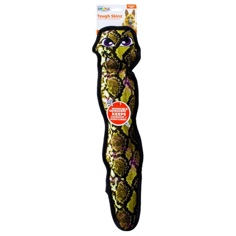 Outward Hound Invincible Tough Skinz Rattle Snake Green Dog Toy image
