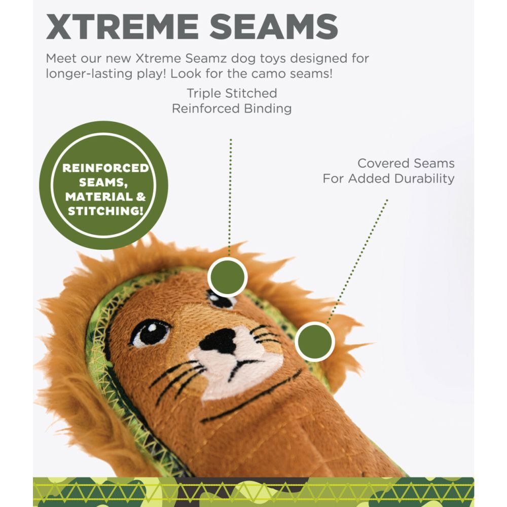 Outward Hound Xtreme Seamz Squeaker Dog Toy Lion image