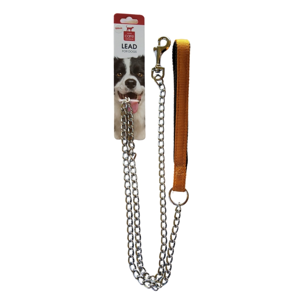 Canine Care Chain Dog Lead Padded Handle 120cm x 2.5mm (Gold) image