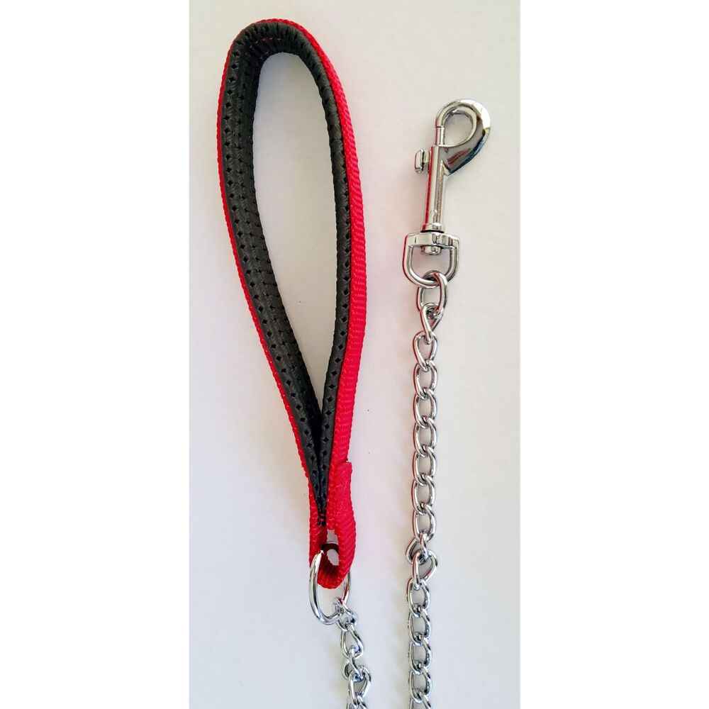 Canine Care Chain Dog Lead Padded Handle 120cm x 2.5mm (Red) image