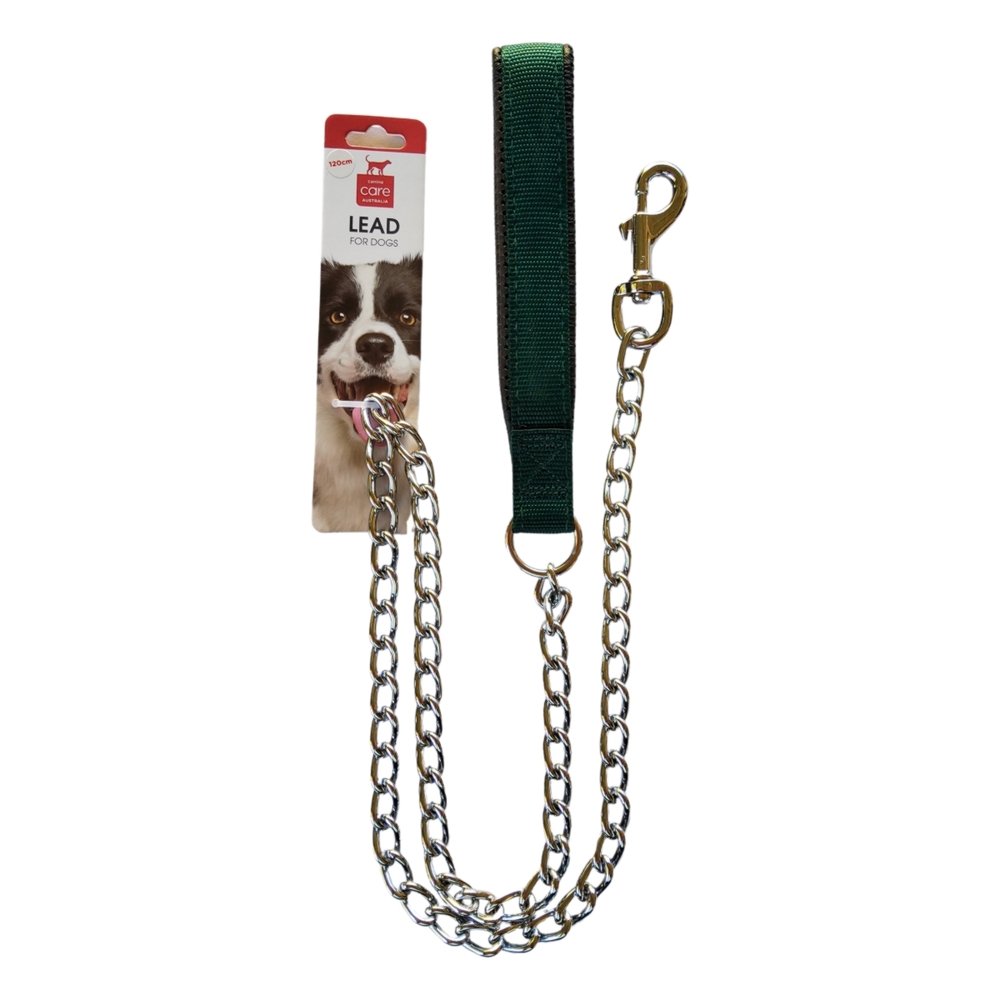 Canine Care Chain Dog Lead Padded Handle 120cm x 3.5mm (Green) image