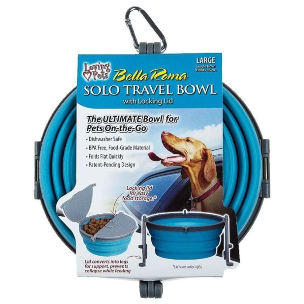 Loving Pets Bella Roma Travel Dog Bowl (Blue, 1 Litre) image