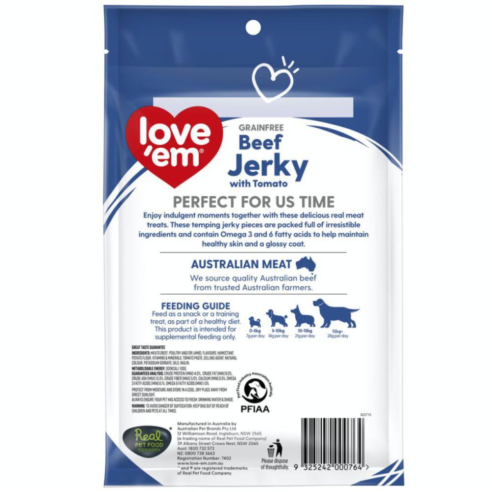 Love'em Grainfree Beef Jerky With Tomato Dog Treats 200g image