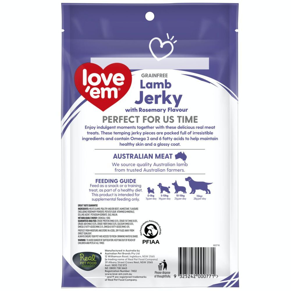 Love'em Grainfree Lamb & Rosemary Jerky Dog Treat 200g image