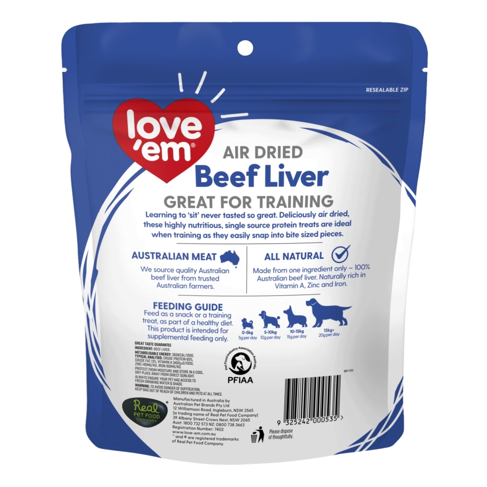 Love'em Air Dried Beef Liver Dog Treats 200g image