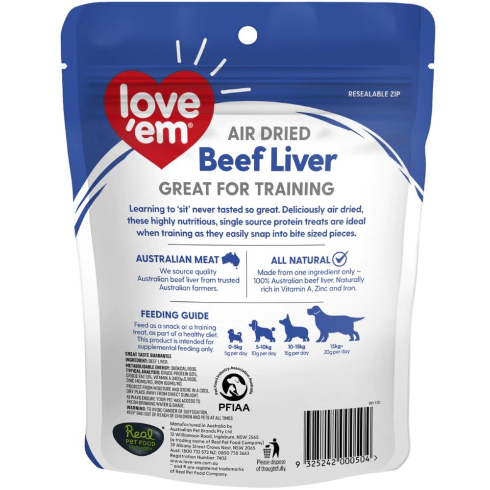 Love'em Air Dried Beef Liver Dog Treats 90g image