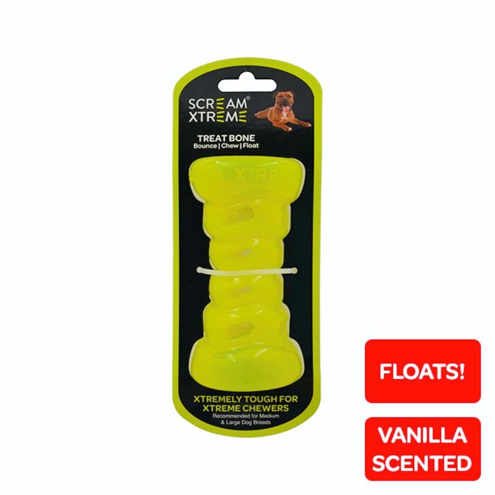 Scream Xtreme Treat Bone Loud Green Dog Toy (Medium/Large) image