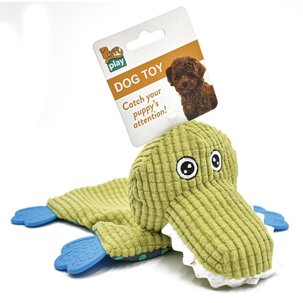 PuppyPlay Crinkle Teether Puppy and Small Dog Toy Crocodile 21cm image