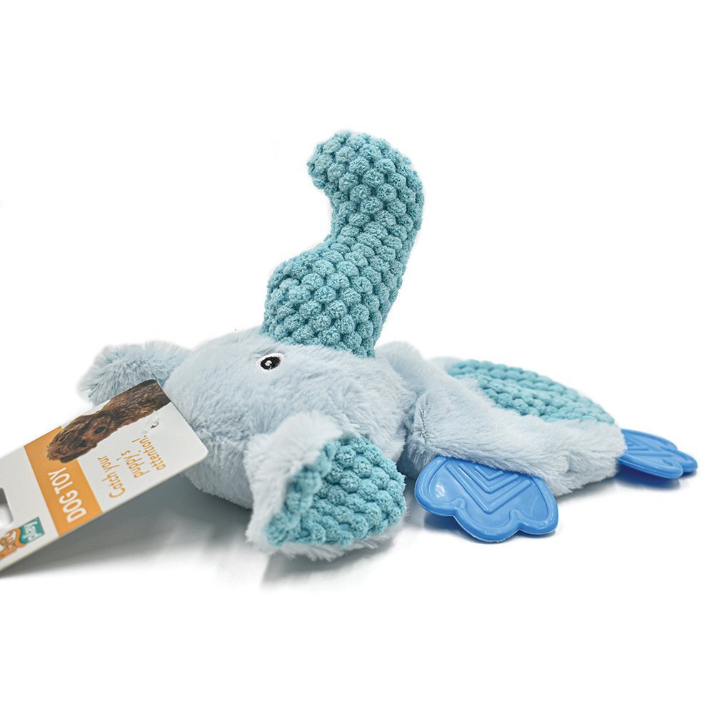 PuppyPlay Crinkle Teether Puppy and Small Dog Toy Blue Elephant 20cm image