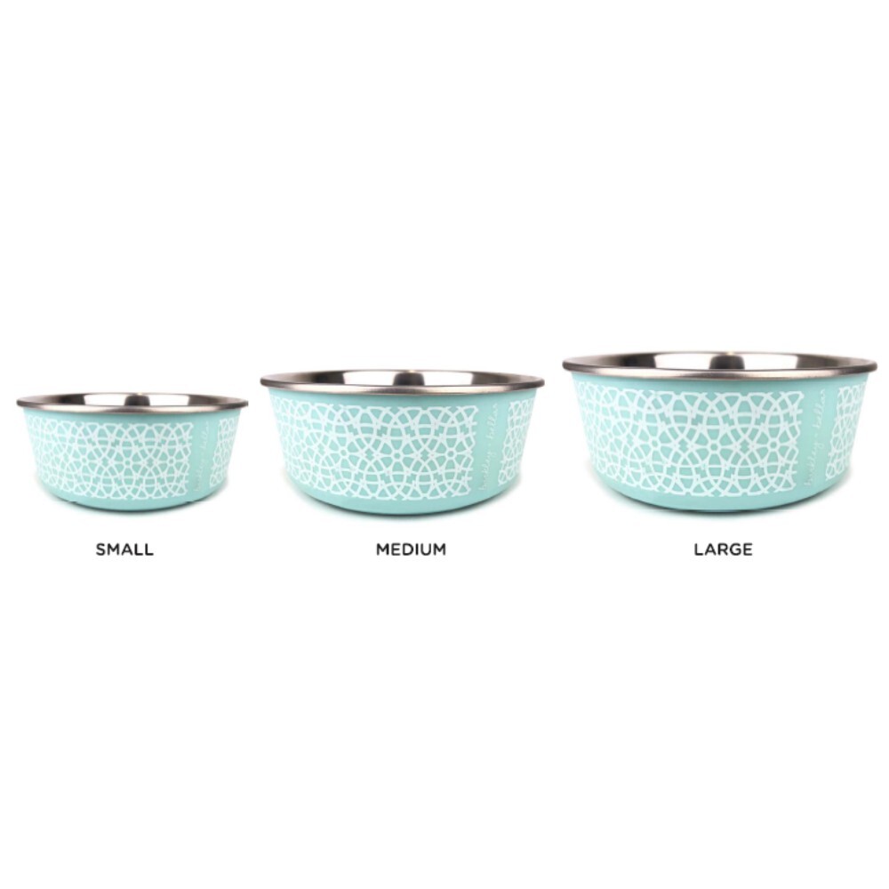 Barkley & Bella Marrakesh Stainless Steel Dog Bowl Mint S, M, L image