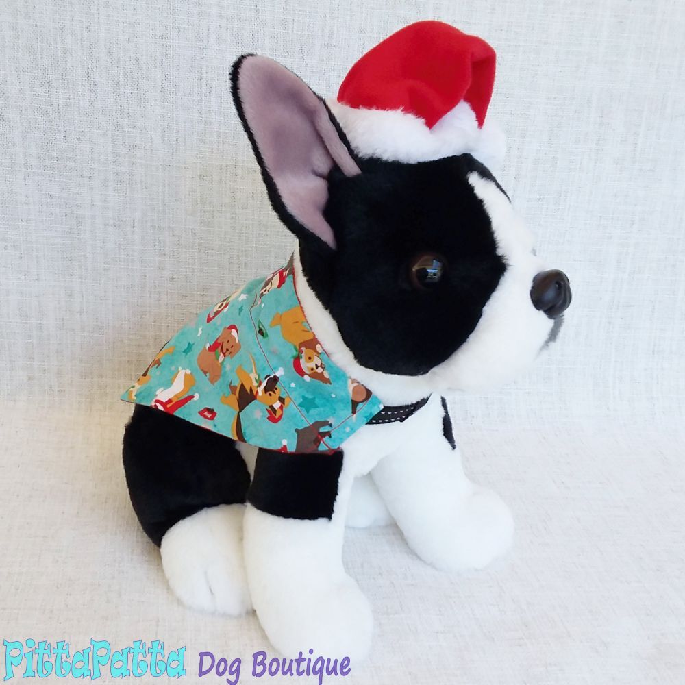 Collar Bandana Teal Christmas Design (XXSmall 15cm x 10.5cm) image
