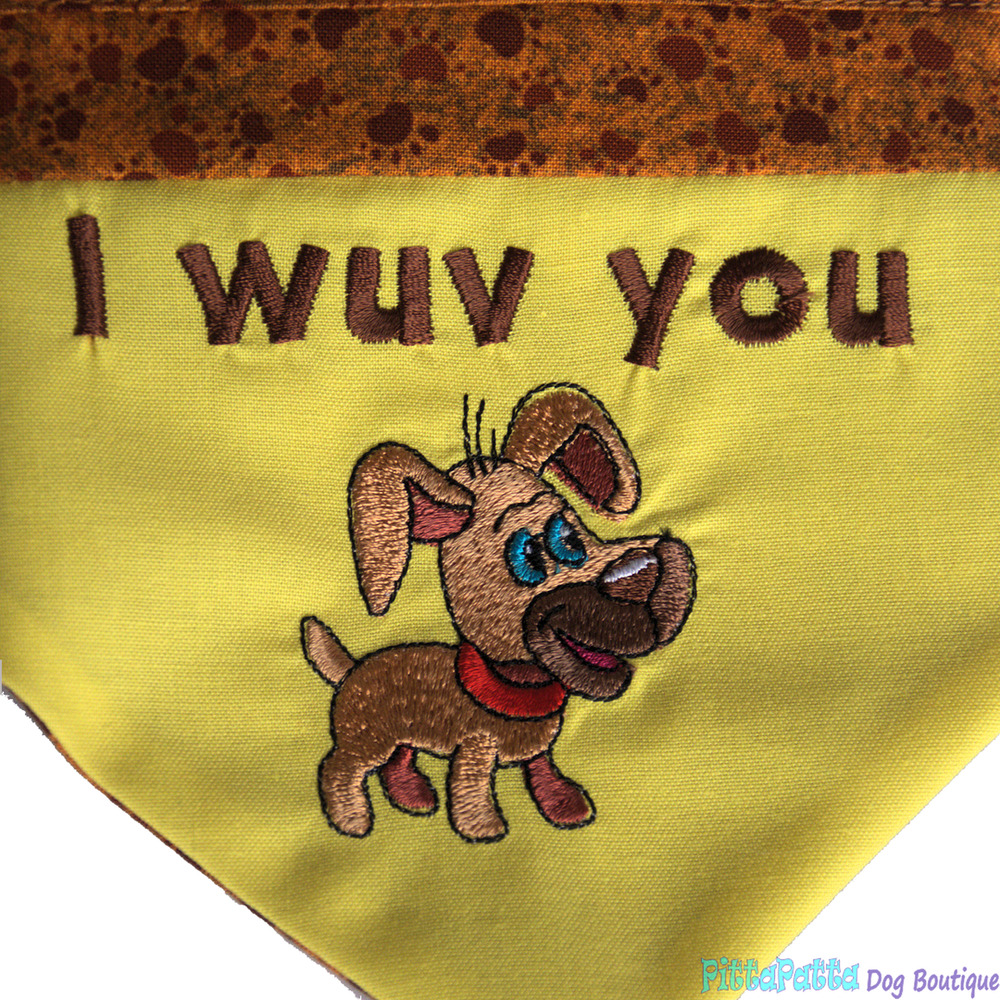 Dog Bandana 32-42cm I Wuv You Design image