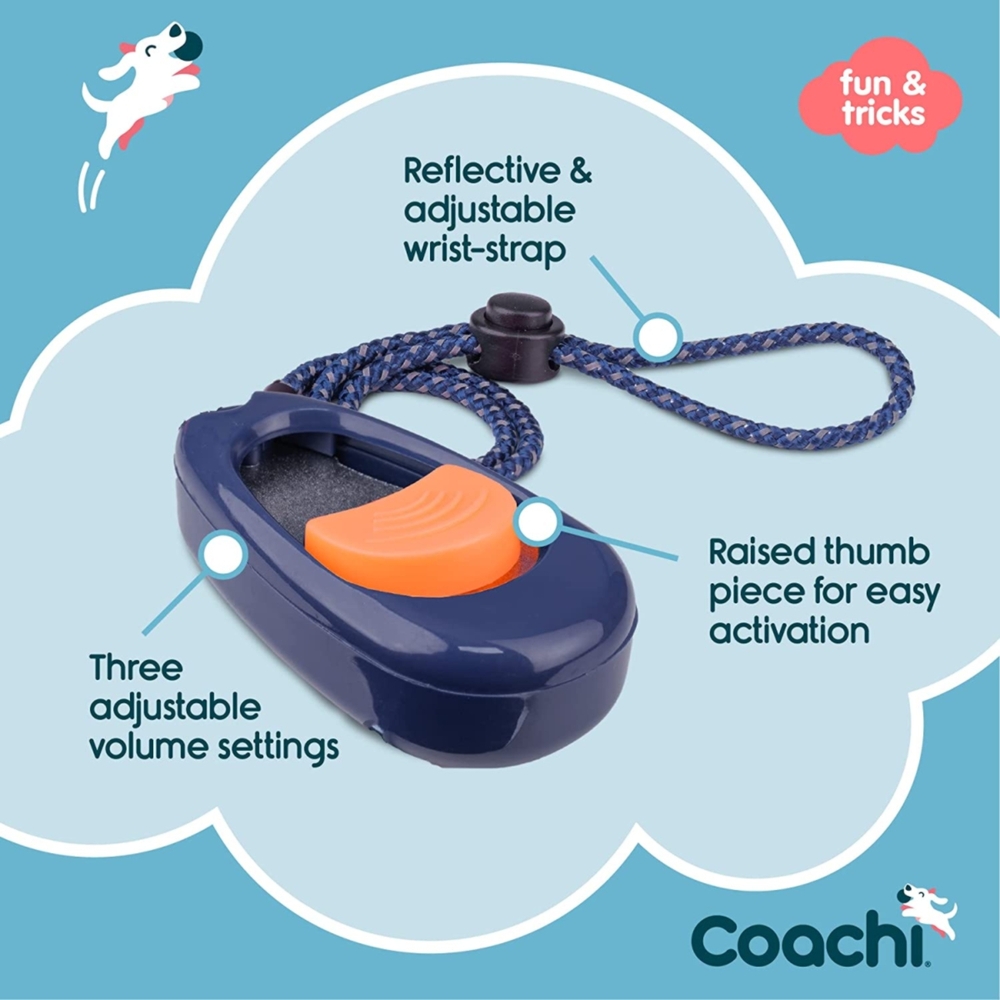 Coachi Multi-Clicker Navy & Coral Button Training Tool For Dogs image