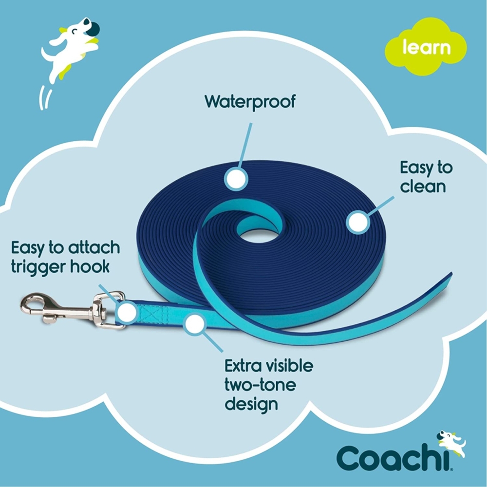 Coachi Waterproof Training Dog Lead Navy & Blue (10m x 1.5cm) image