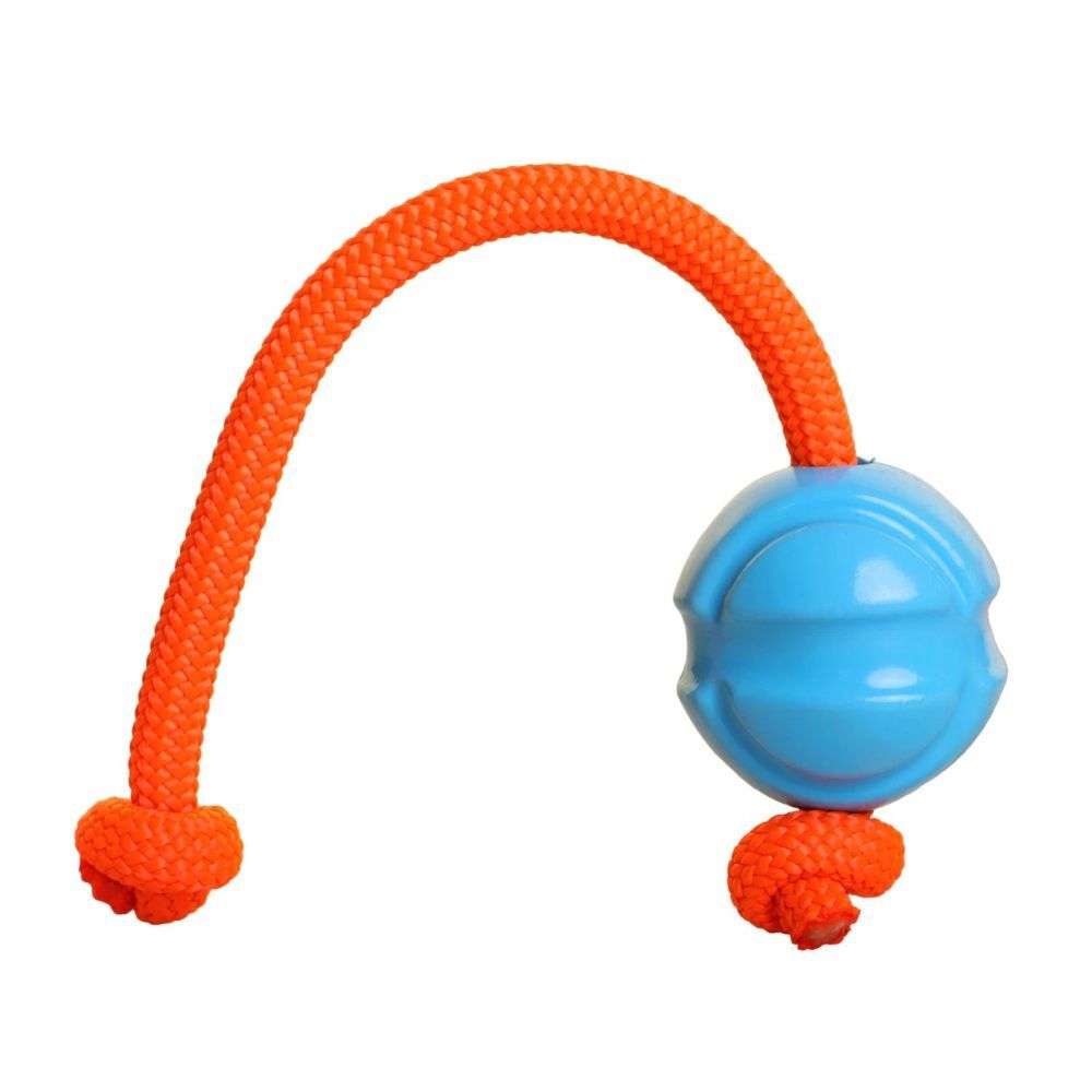 DOOG Fetch-ables Fetch-n-Tug Rope and Ball Blue Dog Toy image