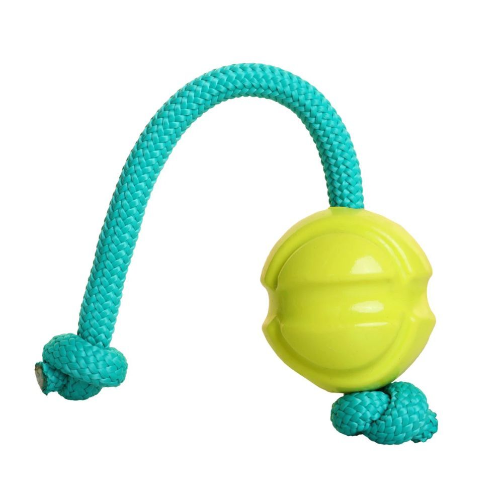 DOOG Fetch-ables Fetch-n-Tug Rope and Ball Yellow Dog Toy image