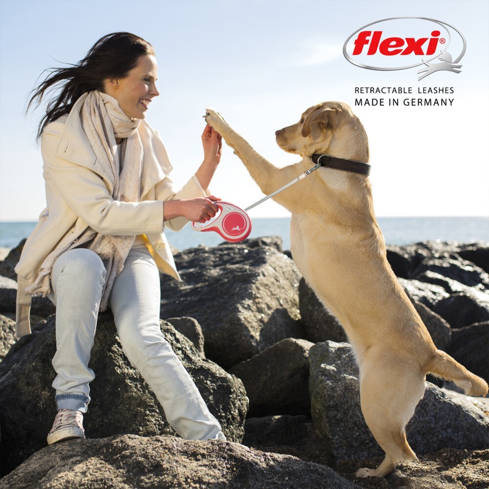 Flexi New Comfort Retractable Tape Leash 5m Red S,M,L image