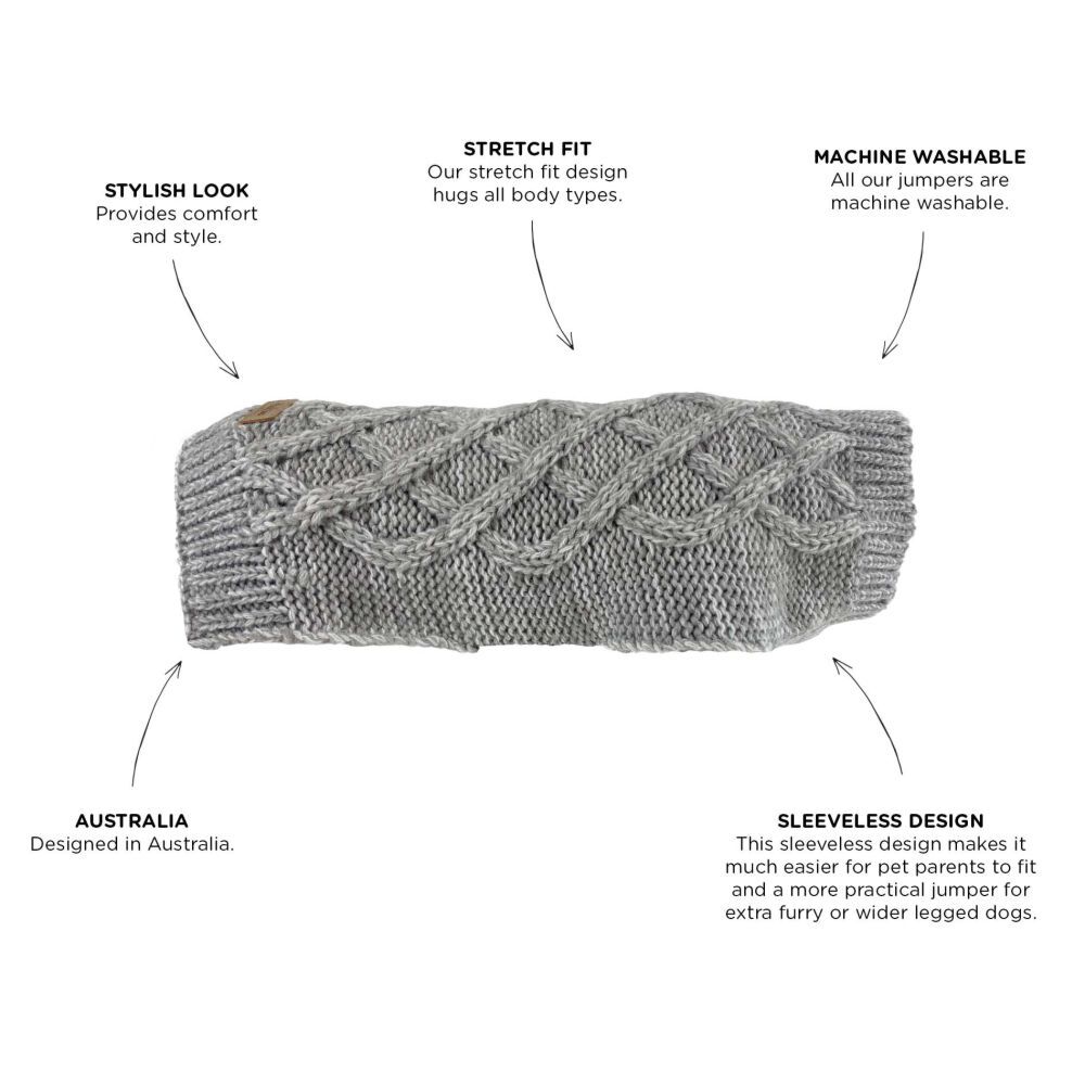 Huskimo Diamond Cable Dog Jumper Grey (60cm) image