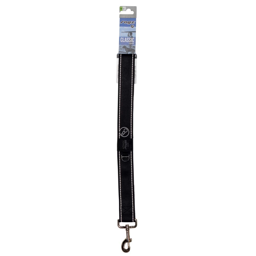 Rogz Classic Reflective Dog Lead, Black XXLarge 50cm image