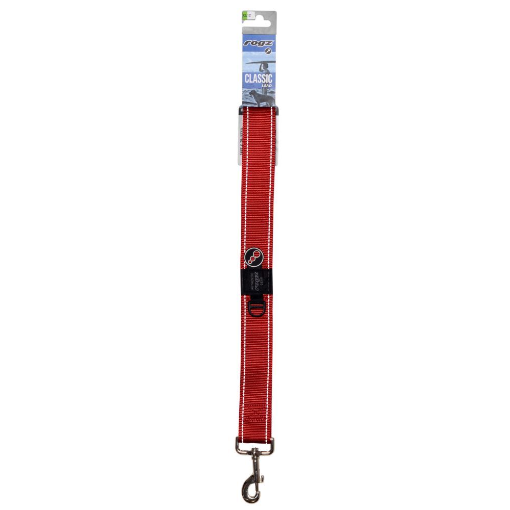 Rogz Classic Reflective Dog Lead, Red XXLarge 50cm image