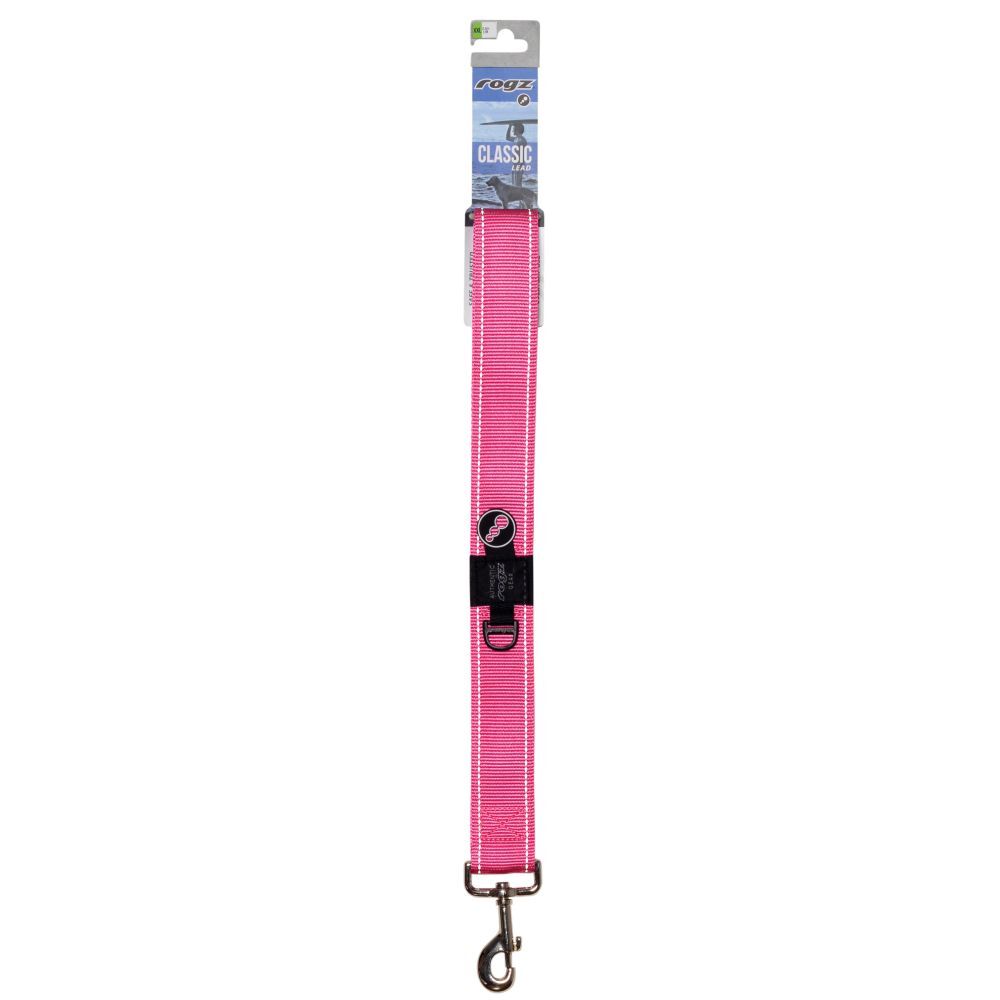 Rogz Classic Reflective Dog Lead, Pink XXLarge 50cm image