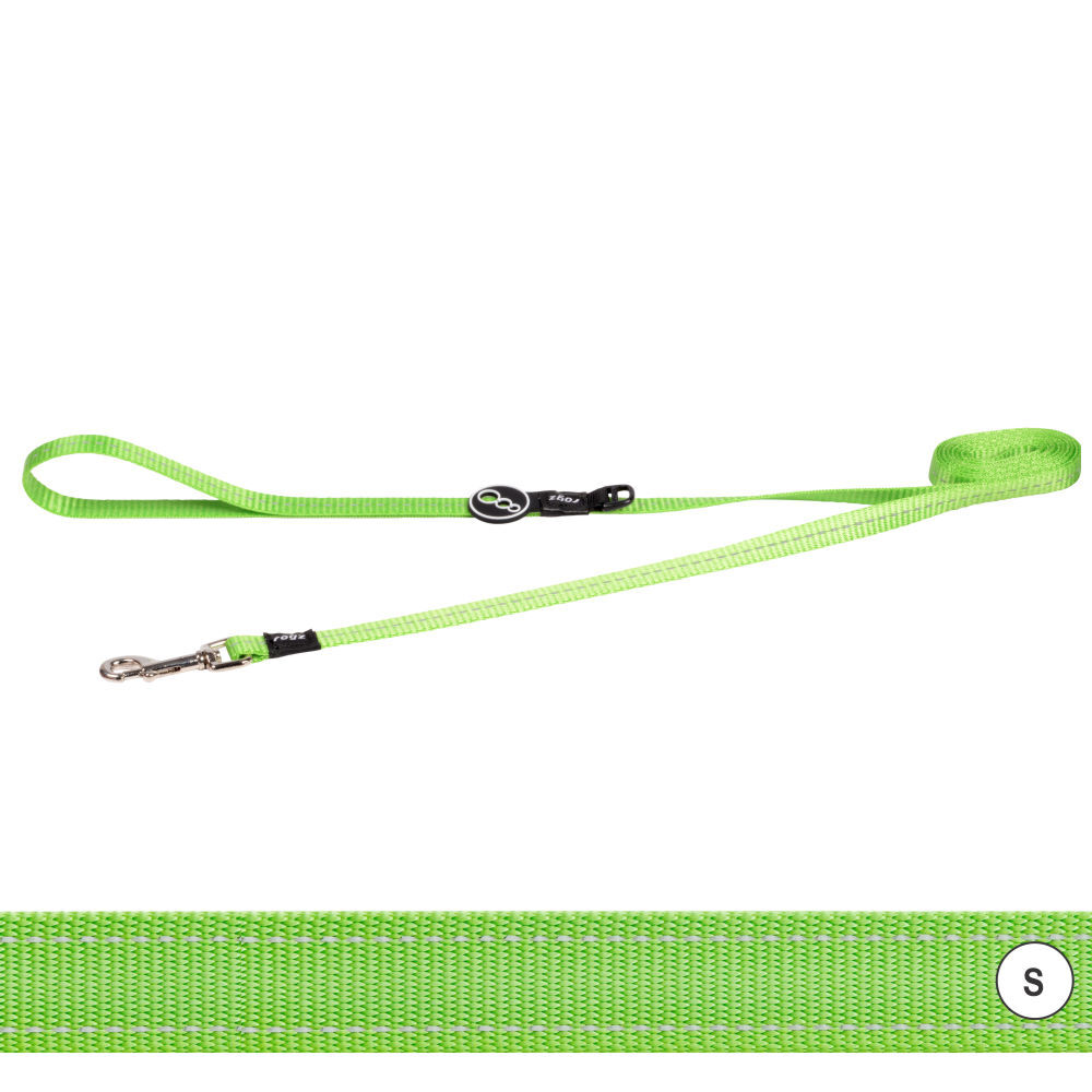 Rogz Classic Reflective Dog Lead, Lime S, M, L, XL image