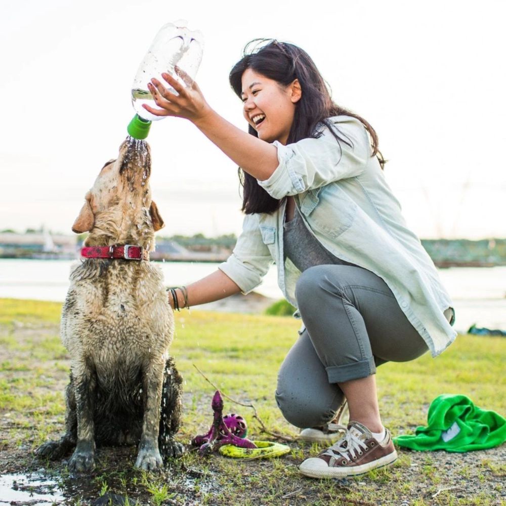 Kurgo Gourd Travel Dog Water Bottle & Dog Water Dispenser Coastal Blue image